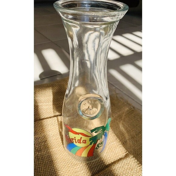Vintage 80s Colorful Bright “Florida 85” Carafe Juice Or Wine Pitcher - Picture 2 of 3